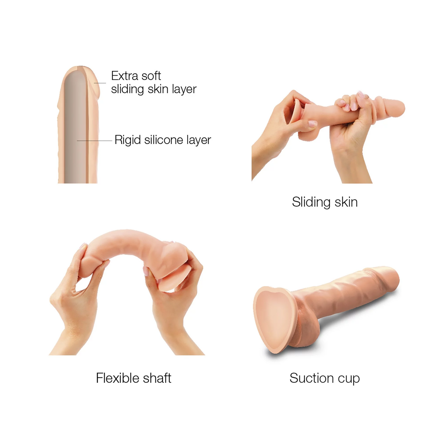 SLIDING SKIN REALISTIC DILDO VANILLA XL