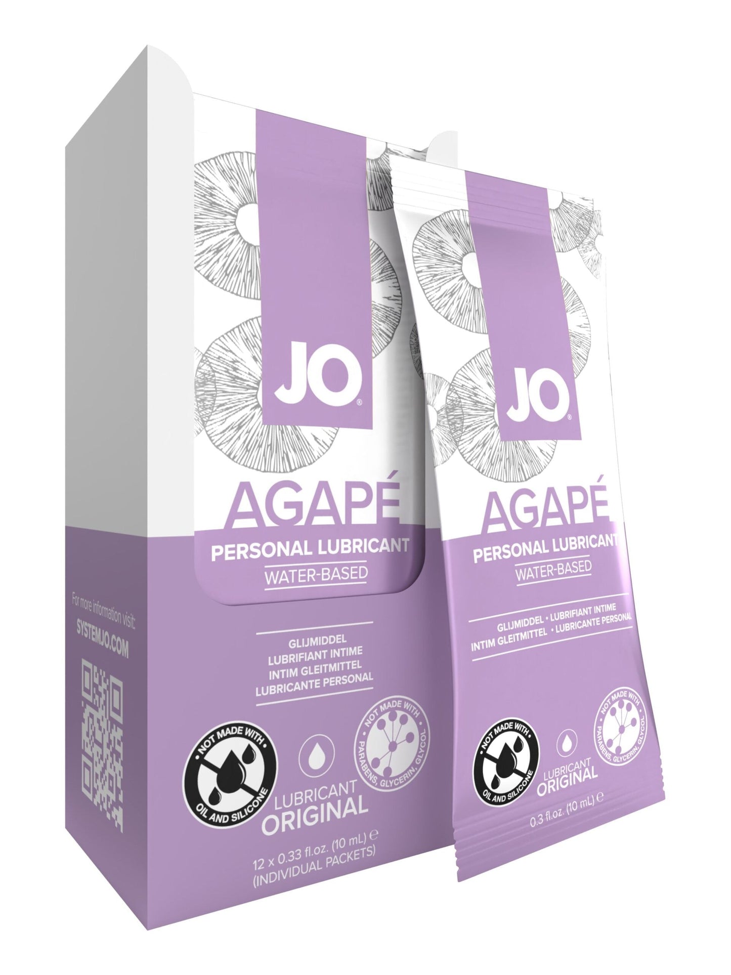 JO Agape Lubricant Foil Display Box 12 x 10mL