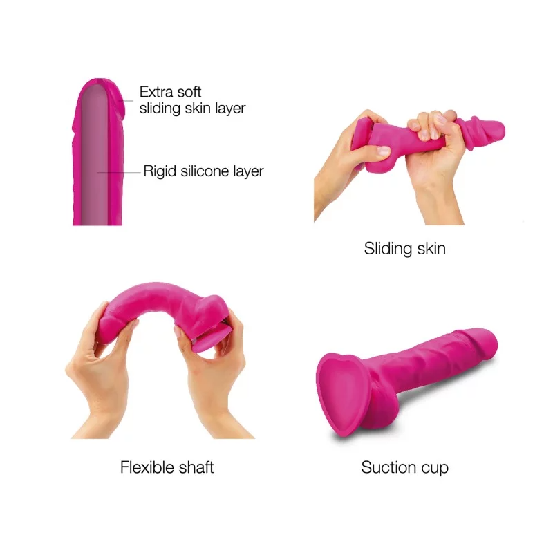 SLIDING SKIN REALISTIC DILDO FUCHSIA S